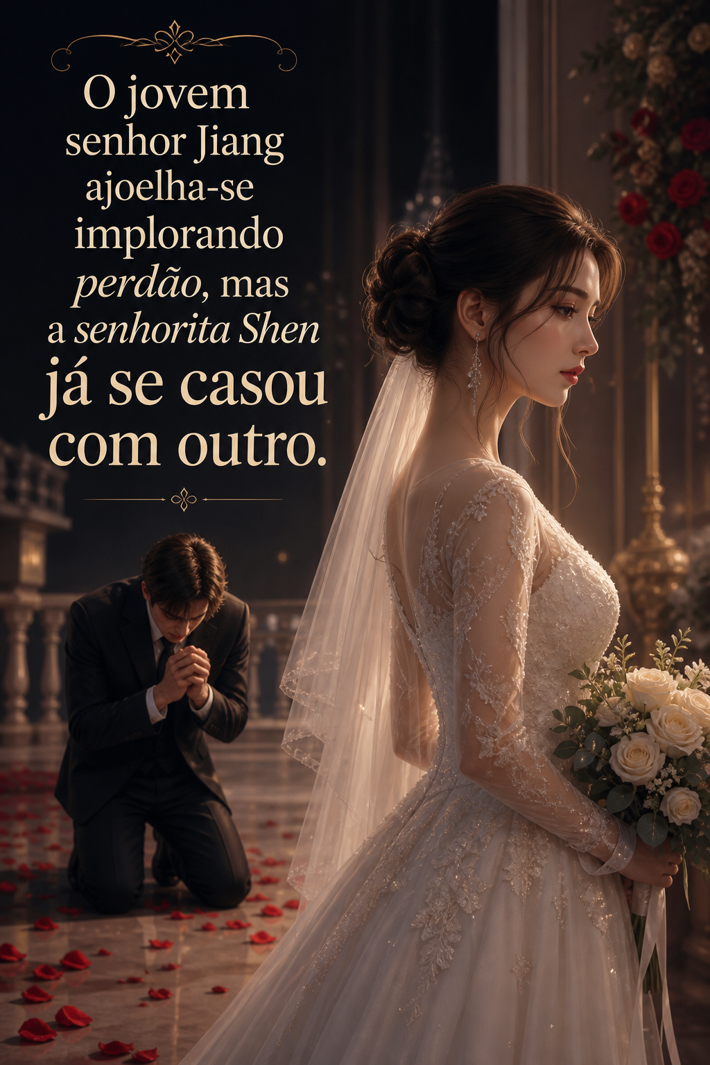 O jovem senhor Jiang ajoelha-se implorando perdão, mas a senhorita Shen já se casou com outro.